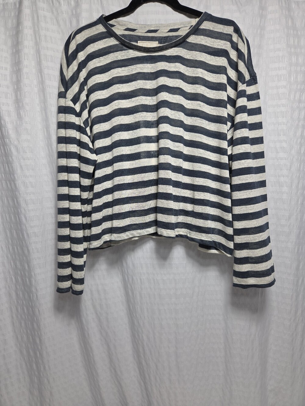 C&C California 100% Linen Long Sleeve Striped Crewneck Top. Size XL NWT